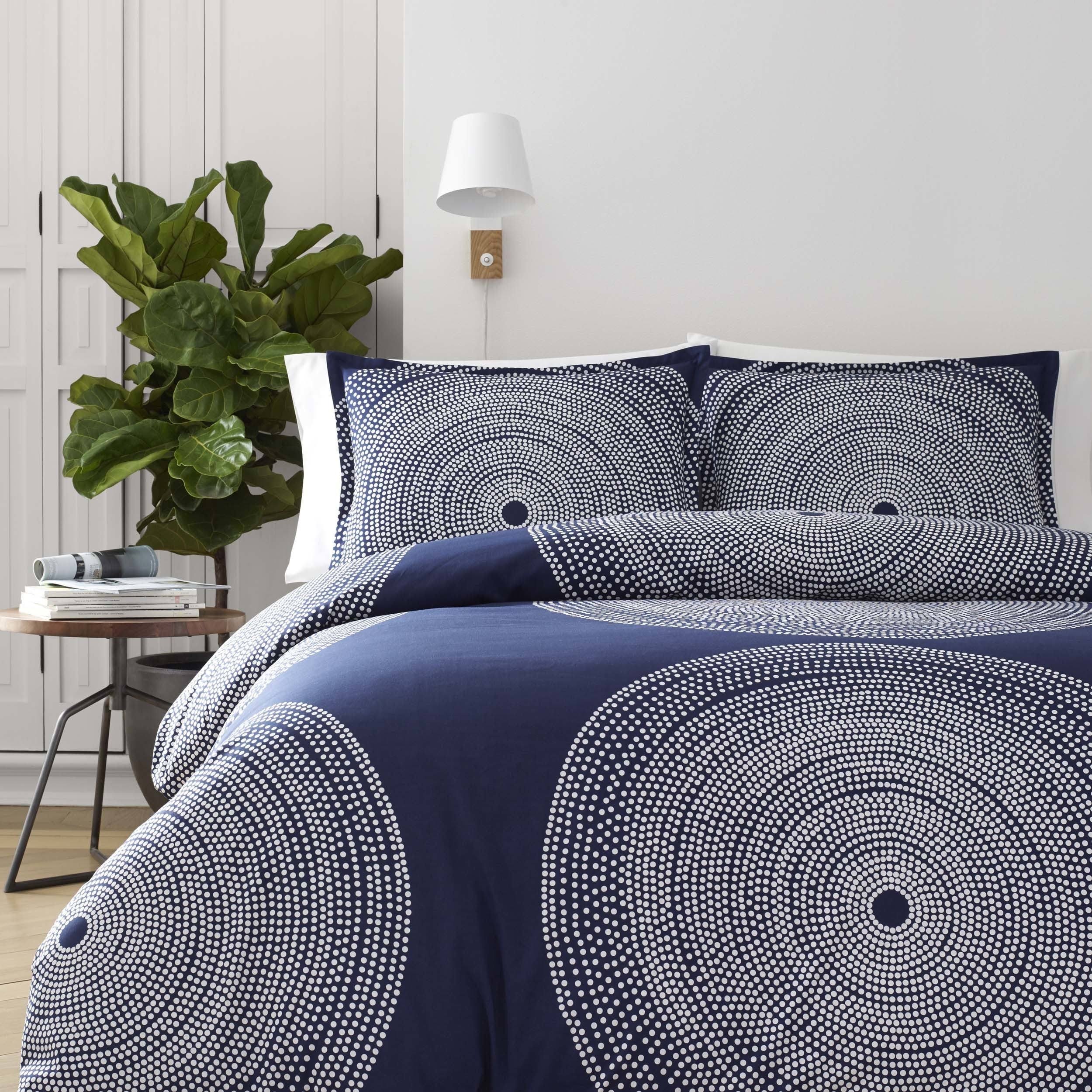 Marimekko 221439 Fokus Duvet Cover Set, Twin, Navy