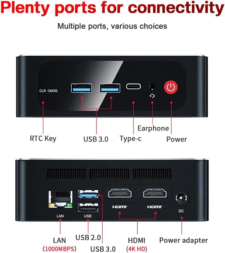 Beelink SER4 Ryzen Mini PC Windows 11 AMD Ryzen 7 4800U(7nm, 8C/16T)up to 4.2GHz, 32GB DDR4 RAM 512GB NVME SSD, 4K@60Hz Triple Display Dual HDMI+Type-C, Support 57W Mini Gaming Computer WiFi 6E BT5.0 - Image 8