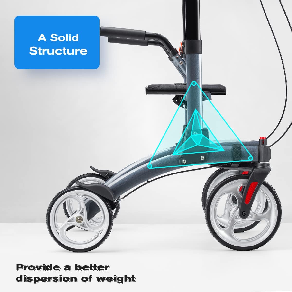 OasisSpace Upright Walker with Seat – Up Walker with Padded Armrest & Stand Up Handles, Ultra Folding Stand Up Rollator Walker for Seniors with 10?? Front Wheels - Image 4