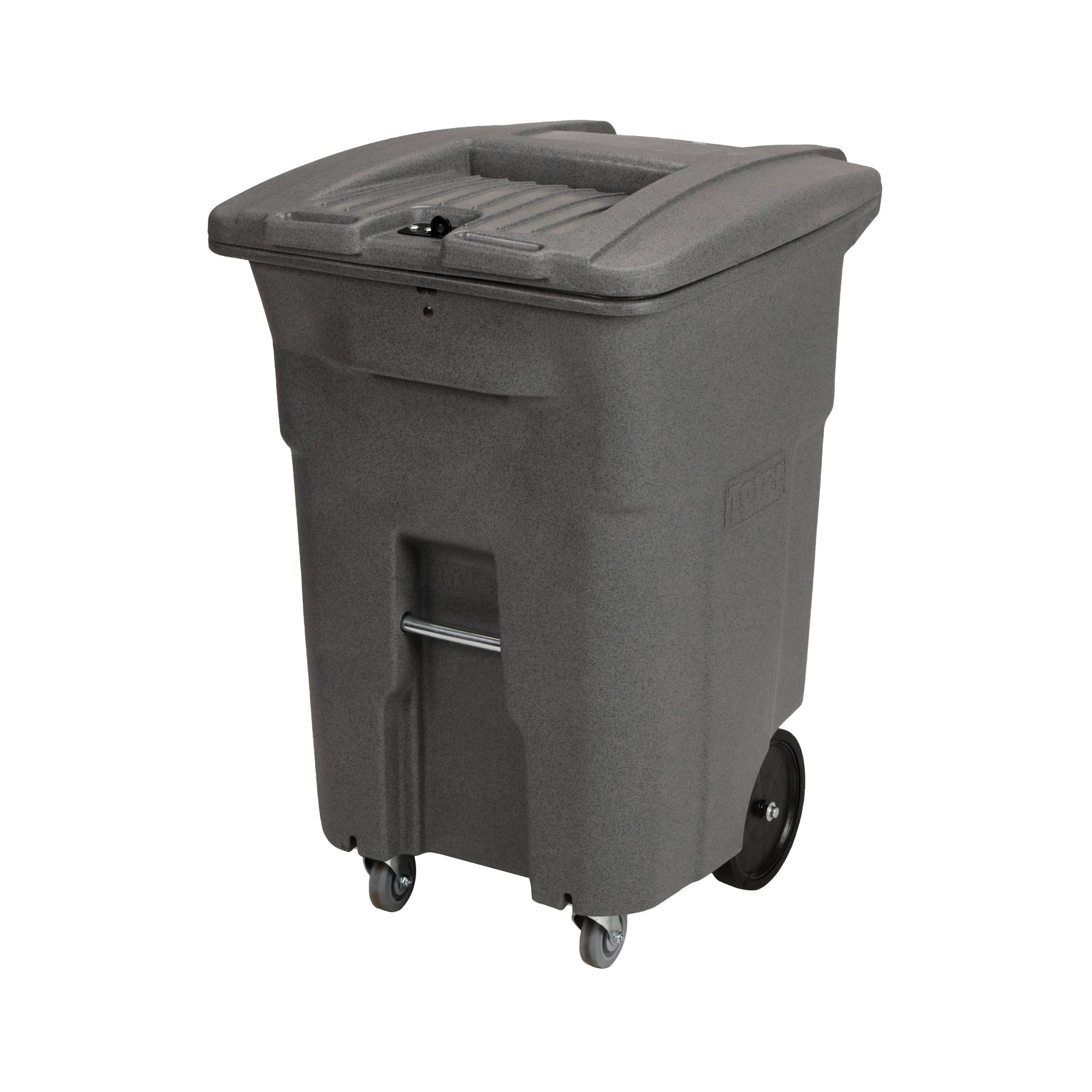 Toter 96 gal. Graystone Document Trash Can with Wheels and Hasp Lock (2 Standard Caster, 2 Stationary Wheels)