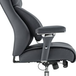 Alternative view of Realspace Modern Comfort Series Keera Bonded Leather Mid-Back Chair, Gray/Chrome, Silver